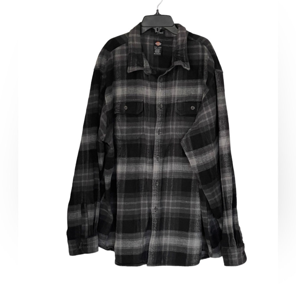 Dickies Men’s Heavyweight Plaid Flannel Button Up Shirt Relaxed Fit Size 3X